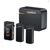 COMICA Vimo C3 Wireless Microphone System with 1 Receiver &amp; 2 Microphones 200M Transmission Range 4 Level Adjustable Speed Built-in Battery with Charging Case Replacement for Andro