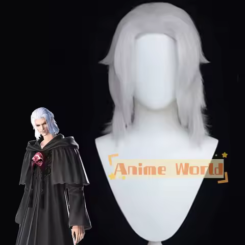 Final Fantasy XIV FF14 Emet-Selch Hades Solus zos Galvus Ancient Cosplay Wig Halloween Synthetic Hai