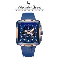 [Official Warranty]Alexandre Christie 3039GCRURBU Silicone Strap 42mm Men's Chronograph Watch 3039GC