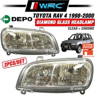 Depo Toyota Rav 4 1998 - 2000 Diamond Glass Headlamp ( Clear + Chrome )