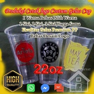 Screen printing 22oz flat 7gr plastic cup, print 2 sides 1 color premium quality PP glass