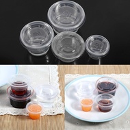 25-Pack Assorted Size Plastic Sauce Cups (1oz to 5oz) - Clear Food Storage Jars with Lids for Salad 