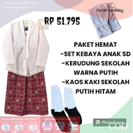 Paket Hemat Setelan Kebaya Anak Putih Merah kerudung kaos kaki Seragam Sekolah TK SD Pakaian Baju Ad