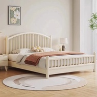 [Assembly Services Available] Cream Style Solid Wood Bed 1.5m 1.8m Household Main Bed Large Bed Japa