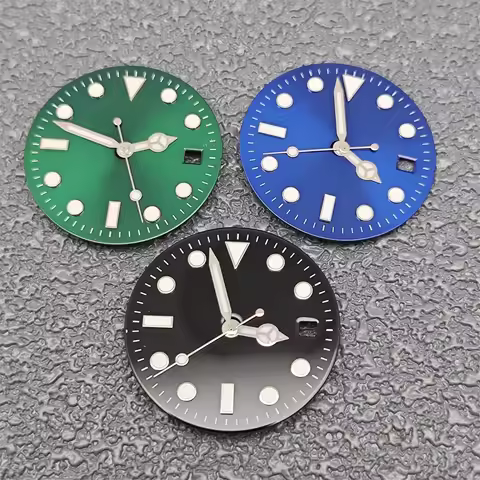 29mm Watch Dial Blue Luminous Surface + Green Luminous Hands Watch Replacement Accessories Set for 8