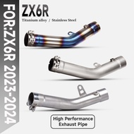 For Ninja ZX6R ZX6RR 2009-2025 Kawasaki Motorcycle Exhaust Modified Ti Alloy Middle Pipe Original In