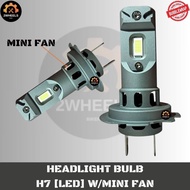 MENTOL H7 BULB [LED] HEAD LIGHT BULB WITH MINI FAN 60W 10000LM 6000K FOR CAR HEADLAMP 12V WHITE AUTO