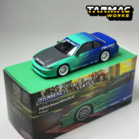 TW 1:64 Tarmac VERTEX Nissan Silvia S13 Falken alloy car model