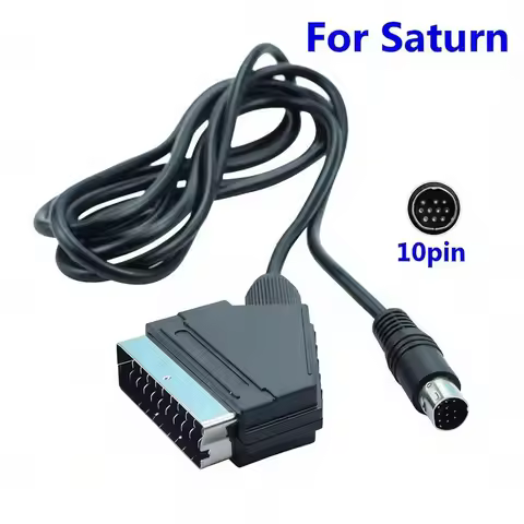 For PAL NTSC Console 1.8m Scart Cable for Sega Saturn Controller Audio Video Cord for Sega Saturn RC