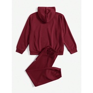 Boys' Sport Set 8Y-13Y | Burgundy Hoodie & Pants with Game Controller Print | Matching Casual Jogger