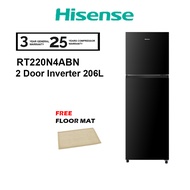 Hisense 206L Inverter RT220N4ABN 2 Doors Refrigerator Inverter Fridge (FREE FLOOR MAT) Peti Sejuk