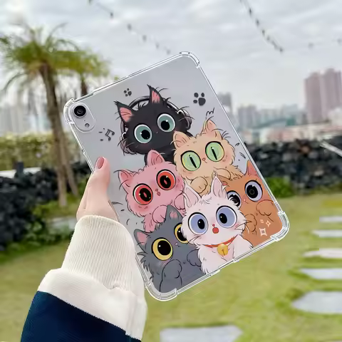 Cute Kawaii Cat Silicone Tablet Case For Samsung Tab A9 A11 8.7 Inch S6 Lite A8 S7 Plus S9 S10 FE X2