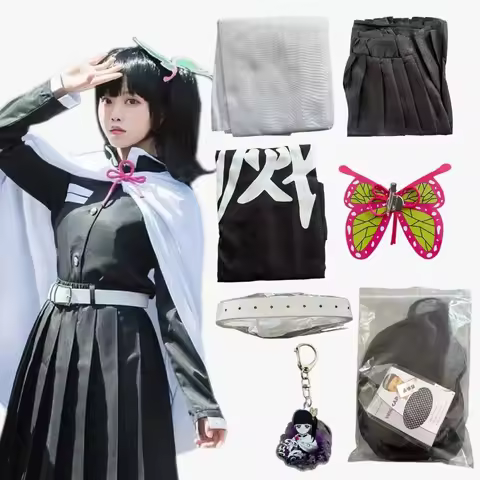 Tsuyuri Kanao Cosplay Costume Adult Anime Uniform Women Kimono Haori Wig Halloween Clothes