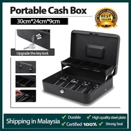 Cash Box Handheld Compartment Tray Cash Lockable Security Cashier Drawer Storage Safety Deposit Box 