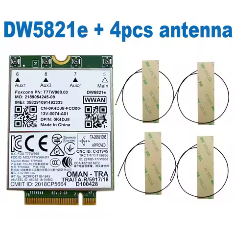 4G LTE T77W968 DW5821e X20 LTE Cat16 1Gbps FDD-LTE TDD-LTE 4G Module For Dell 5420 5424 7424 7400 La