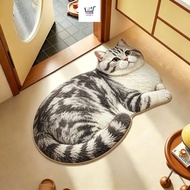 MR.MAT Diatomite Floor Mat 3D Cat Motif Premium Cat Rug Thick Anti-Slip Home Mat Bathroom Mat