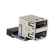 O8[WBAT]9-Pin Motherboard To Dual USB 2.0 Connector Black Motherboard To 2 Ports USB 2.0 a Female In