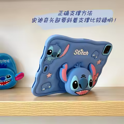 3D Cartoon Stitch Silicone Tablet Protective Case For IPad Air Mini 2 3 4 5 6 10.9 Pro A16 11 10 9 8
