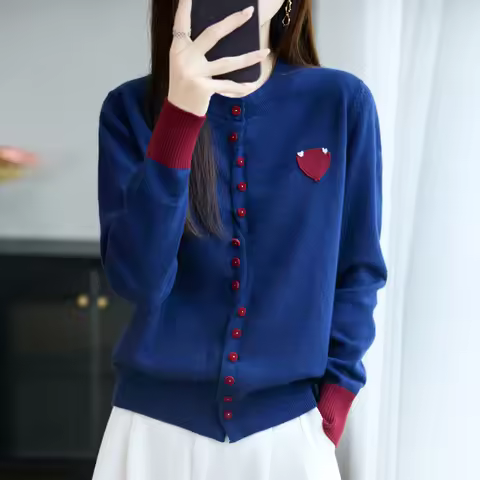 Fashion Knitted Cardigan Top 2025 Autumn/Winter Women's Cashmere Cardigan Long Sleeve Cardigan Sweat