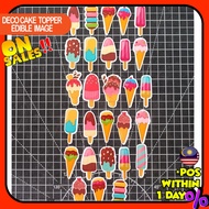 Happy Birthday Cake Topper Cupcake aiscream Decoration Set Party Accessories Banner Hiasan Kek Desig