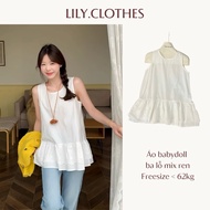 Lily.clothes- babydoll shirt Sleeveless Yk2 Korean style lace mix soft fabric
