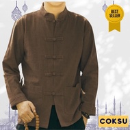 Baju Koko JINBUN / Koko Pria Dewasa / bahan Toyobo Lengan Panjang / Baju Muslim Pria