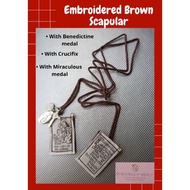 Embroidered Mount Carmel Brown Scapular Catholic Gift Catholic Altar