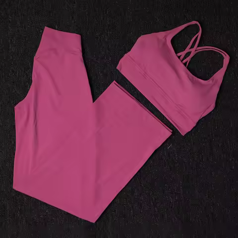 TRY TO BN Women's Tracksuit Gym Set Leggings Sports Bra Fitness Naked Sportwear Breathable Workout T