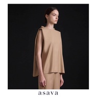 [asava aw25] Aubrey Back Pleated Blouse เสื้อผู้หญิง แขนกุด คอกลม แต่งดีเทลจับจีบด้านหลัง ซิปและตะขอ