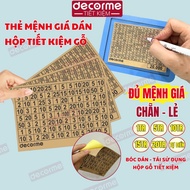 Price value cards pasted on wooden savings boxes 1 million, 5 million, 10 million, 20 million glued 