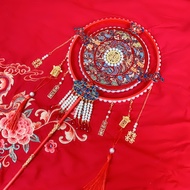 Double Circle Group Fan Double Layer Bridal Xiuhe Hanfu Holding Fan Flower Ancient Style Wedding Fan