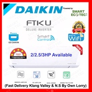 DAIKIN R32  2/2.5/3HP Deluxe Inverter Smart Control - Wifi Air Conditioner - FTKU Model Air Cond / 2HP FTKU50B RKU50B / 2.5HP FTKU60A V1LF RKU60FV1D/ 3HP FTKU71AV1LF RKU71FV1D