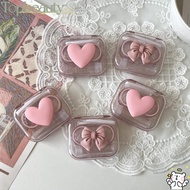 TOPBEAUTY Bow Lenses , Storage Pink Contact Lens Box, Transparent Plastic Cosmetic Contact Lenses Bo