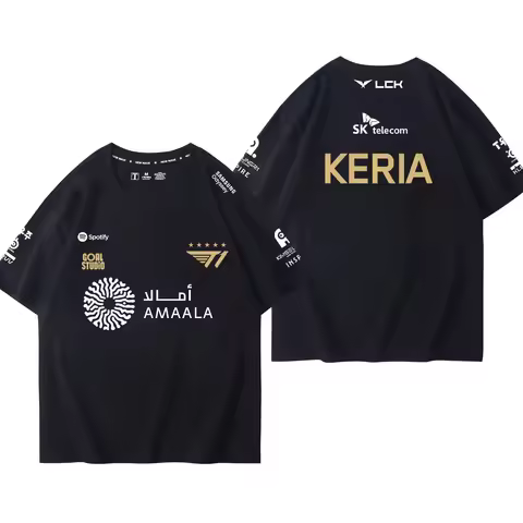 Faker Worlds Uniform Jersey T-shirt 2025 LOL Esport Lck T1 Team Unisex T shirt Oversized Unisex Stre