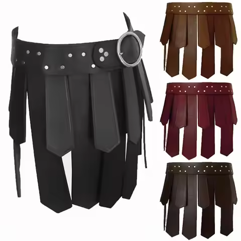 Gothic Men Gladiator Costume Roman Gladiator Skirt with Harness PU Leather Harness Gifts for Him Ret