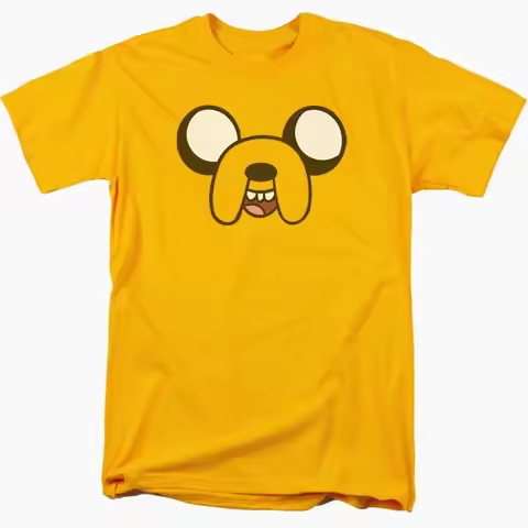 Adventure Time Jake Face Gold Shirts New Women's Vintage Breathable Tee Streetwear Oversized Loose