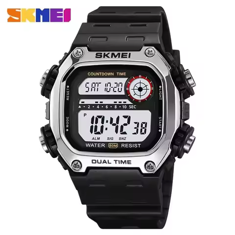 SKMEI Back Light Dightal Countdown Sport Watches Mens Fashion 5Bar Waterproof Stopwatch Wristwatch A