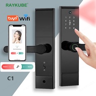 RAYKUBE P10 Tuya Wifi peephole HD Camera Fingerprint Digital Smart Door Lock With Built-in Gateway APP Remote Unlock