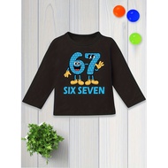 67/6 7 Six Seven Italian Brain Rot Math Joke Long Sleeve T-Shirt | Casual Crew Neck, Slight Stretch 