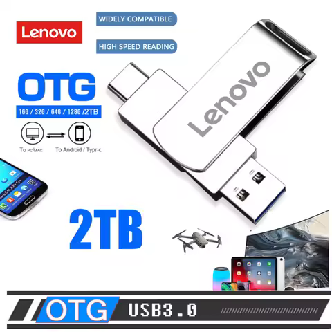 Lenovo 2TB USB Flash Drive Metal Pen Drive High Speed OTG Portable SSD 1TB 128GB 256GB for Laptop PC