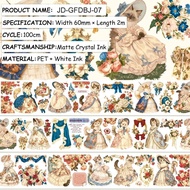 Jianwu 60mm * 200cm mèo và thời gian thơ loạt dễ thương mèo phong cảnh hoa Vật liệu cắt dán băng dín