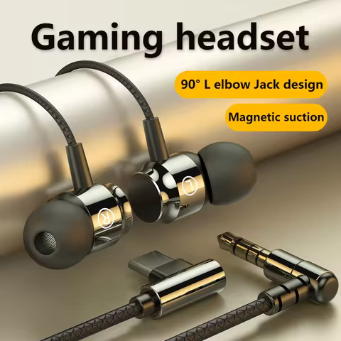 Falcon L Jack Magnetic Suction Wired Gaming Headset HiFi Bass Stereo 3.5mm Type-C Music Headset For 