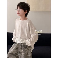 Long-sleeved plain white T-shirt for boys and girls, spring Korean fashion style - A1263