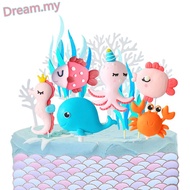 Blue Whale Underwater World Cake Topper Ocean Series Octopus Sea Horse Crab  for Baby Shower Brithday Party Cake Decors