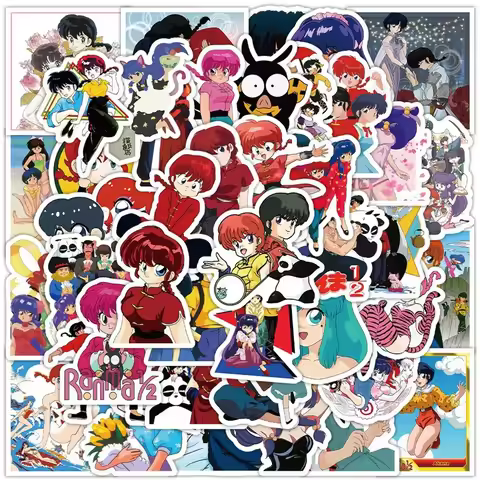 50pcs Ranma 1/2 Anime Stickers Ranma Akane Cartoon Sticker Aesthetics Laptop Luggage Phone Skateboar