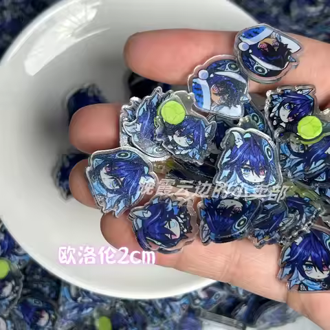 Genshin Impact Kinich Ororon 20Pcs/Set 2cm Patch Keychain Hair Tie Refrigerator Sticker Phone Case D