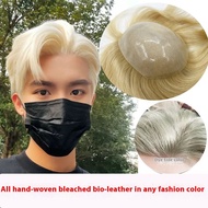 Hand Woven 613 # Color Ultra-thin Biological Scalp Men Toupee Breathable Male Wigs 100% Human Hair S