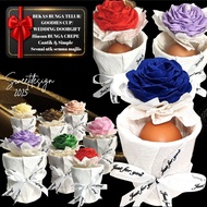 HIASAN BUNGA ROSE CREPE, BEKAS BUNGA TELUR/ DOORGIFT/GOODIES CUP