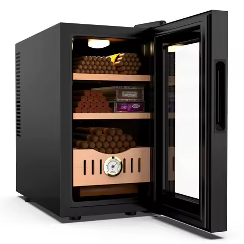 25L Thermostatic Electric Humidor Cooler 200 Counts Large Cigar Humidor Cooling Temperature Control 