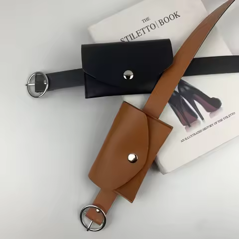 Female Jeans Classic Chains Bag Bag Belt PU Leather Metal Buckle